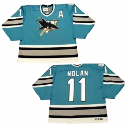 Men San Jose Sharks 11 Owen Nolan Alternate Stitched Hockey Jersey Green