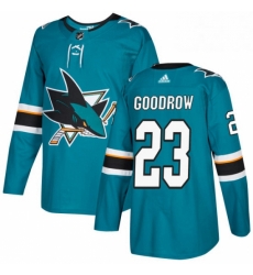 Mens Adidas San Jose Sharks 23 Barclay Goodrow Authentic Teal Green Home NHL Jersey 