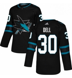 Mens Adidas San Jose Sharks 30 Aaron Dell Premier Black Alternate NHL Jersey 