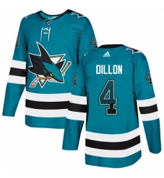 Mens Adidas San Jose Sharks 4 Brenden Dillon Authentic Teal Drift Fashion NHL Jersey 