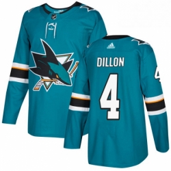 Mens Adidas San Jose Sharks 4 Brenden Dillon Authentic Teal Green Home NHL Jersey 