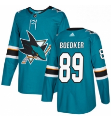 Mens Adidas San Jose Sharks 89 Mikkel Boedker Authentic Teal Green Home NHL Jersey 