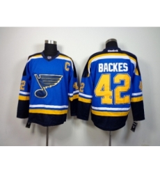 NHL St. Louis Blues #42 backes blue-black jerseys