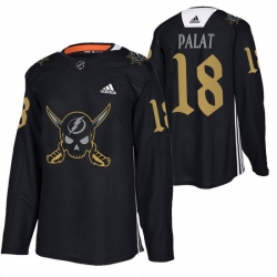 Men Tampa Bay Lightning 18 Ondrej Palat Black Gasparilla Inspired Pirate Themed Warmup Stitched jersey