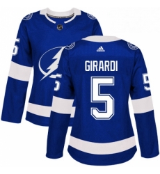 Womens Adidas Tampa Bay Lightning 5 Dan Girardi Authentic Royal Blue Home NHL Jersey 