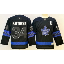 Men Toronto Maple Leafs 34 Auston Matthews Black 2024 25 Alternate With C Patch Stitched Jersey
