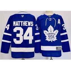 Men Toronto Maple Leafs 34 Auston Matthews Blue 2024 25 Stitched Jersey