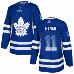 Mens Adidas Toronto Maple Leafs 11 Zach Hyman Authentic Blue Drift Fashion NHL Jersey 