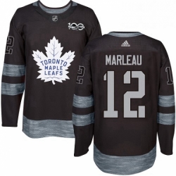 Mens Adidas Toronto Maple Leafs 12 Patrick Marleau Authentic Black 1917 2017 100th Anniversary NHL Jersey 