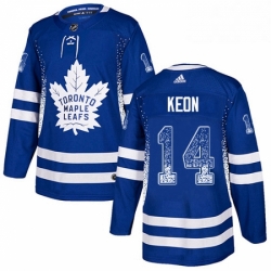 Mens Adidas Toronto Maple Leafs 14 Dave Keon Authentic Blue Drift Fashion NHL Jersey 