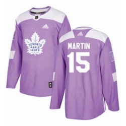 Mens Adidas Toronto Maple Leafs 15 Matt Martin Authentic Purple Fights Cancer Practice NHL Jersey 