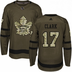 Mens Adidas Toronto Maple Leafs 17 Wendel Clark Authentic Green Salute to Service NHL Jersey 