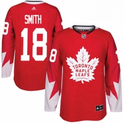 Mens Adidas Toronto Maple Leafs 18 Ben Smith Authentic Red Alternate NHL Jersey 