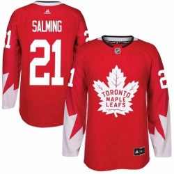 Mens Adidas Toronto Maple Leafs 21 Borje Salming Authentic Red Alternate NHL Jersey 