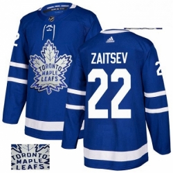 Mens Adidas Toronto Maple Leafs 22 Nikita Zaitsev Authentic Royal Blue Fashion Gold NHL Jersey 