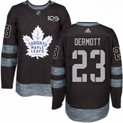 Mens Adidas Toronto Maple Leafs 23 Travis Dermott Authentic Black 1917 2017 100th Anniversary NHL Jersey 