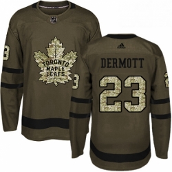 Mens Adidas Toronto Maple Leafs 23 Travis Dermott Authentic Green Salute to Service NHL Jersey 