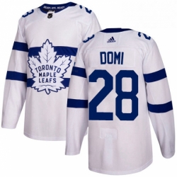 Mens Adidas Toronto Maple Leafs 28 Tie Domi Authentic White 2018 Stadium Series NHL Jersey 