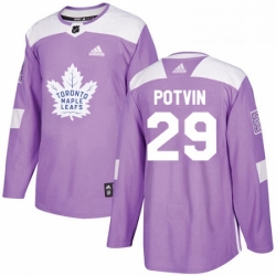 Mens Adidas Toronto Maple Leafs 29 Felix Potvin Authentic Purple Fights Cancer Practice NHL Jersey 