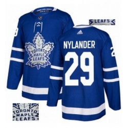 Mens Adidas Toronto Maple Leafs 29 William Nylander Authentic Royal Blue Fashion Gold NHL Jersey 