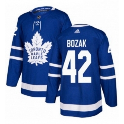 Mens Adidas Toronto Maple Leafs 42 Tyler Bozak Authentic Royal Blue Home NHL Jersey 