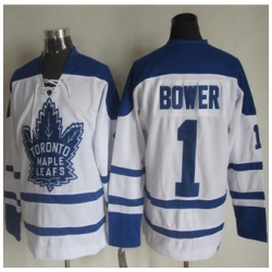 Toronto Maple Leafs #1 Johnny Bower White CCM Throwback Winter Classic Stitched NHL Jersey