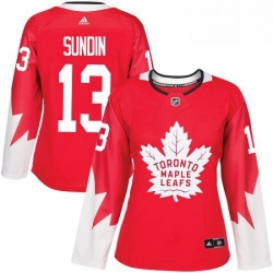 Womens Adidas Toronto Maple Leafs 13 Mats Sundin Authentic Red Alternate NHL Jersey 