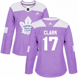 Womens Adidas Toronto Maple Leafs 17 Wendel Clark Authentic Purple Fights Cancer Practice NHL Jersey 