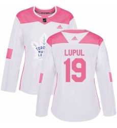 Womens Adidas Toronto Maple Leafs 19 Joffrey Lupul Authentic WhitePink Fashion NHL Jersey 