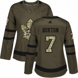 Womens Adidas Toronto Maple Leafs 7 Tim Horton Authentic Green Salute to Service NHL Jersey 