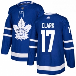 Youth Adidas Toronto Maple Leafs 17 Wendel Clark Authentic Royal Blue Home NHL Jersey 