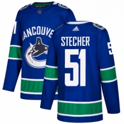 Mens Adidas Vancouver Canucks 51 Troy Stecher Authentic Blue Home NHL Jersey 