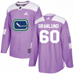 Mens Adidas Vancouver Canucks 60 Markus Granlund Authentic Purple Fights Cancer Practice NHL Jersey 