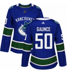Womens Adidas Vancouver Canucks 50 Brendan Gaunce Authentic Blue Home NHL Jersey Womens Adidas Vancouver Canucks 50 Brendan Gaunce Authentic Blue Home NHL Jersey