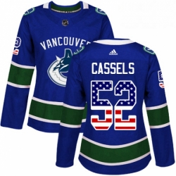 Womens Adidas Vancouver Canucks 52 Cole Cassels Authentic Blue USA Flag Fashion NHL Jersey 