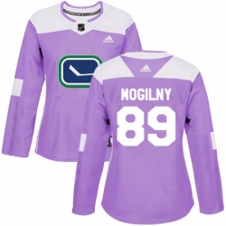 Womens Adidas Vancouver Canucks 89 Alexander Mogilny Authentic Purple Fights Cancer Practice NHL Jersey 