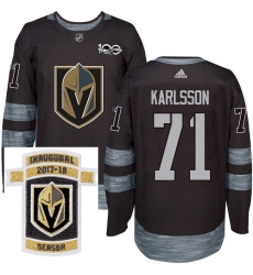 Adidas Golden Knights #71 William Karlsson Black 1917 2017 100th Anniversary Stitched NHL Inaugural Season Patch Jersey