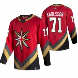 Men Vegas Golden Knights 71 William Karlsson Red Adidas 2020 21 Reverse Retro Alternate NHL Jersey