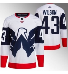 Men Washington Capitals 43 Tom Wilson White Navy Stadium Series Stitched Jersey