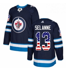 Youth Adidas Winnipeg Jets 13 Teemu Selanne Authentic Navy Blue USA Flag Fashion NHL Jersey Youth Adidas Winnipeg Jets 13 Teemu Selanne Authentic Navy Blue USA Flag Fashion NHL Jersey