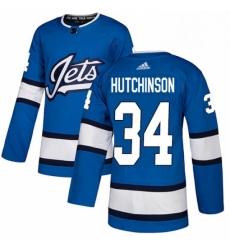 Youth Adidas Winnipeg Jets 34 Michael Hutchinson Authentic Blue Alternate NHL Jersey Youth Adidas Winnipeg Jets 34 Michael Hutchinson Authentic Blue Alternate NHL Jersey