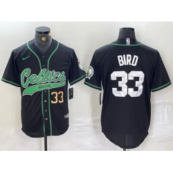 Men Boston Celtics 33 Larry Bird Black With Patch Cool Base Stitched Baseball Jersey