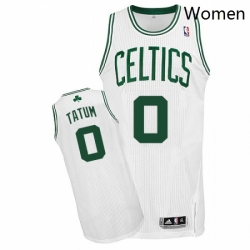 Womens Adidas Boston Celtics 0 Jayson Tatum Authentic White Home NBA Jersey 