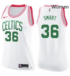 Womens Nike Boston Celtics 36 Marcus Smart Swingman WhitePink Fashion NBA Jersey Womens Nike Boston Celtics 36 Marcus Smart Swingman WhitePink Fashion NBA Jersey