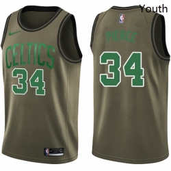 Youth Nike Boston Celtics 34 Paul Pierce Swingman Green Salute to Service NBA Jersey 