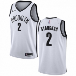 Womens Nike Brooklyn Nets 2 Nik Stauskas Authentic White NBA Jersey Association Edition 