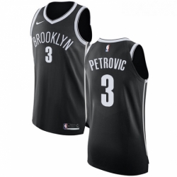Womens Nike Brooklyn Nets 3 Drazen Petrovic Authentic Black Road NBA Jersey Icon Edition