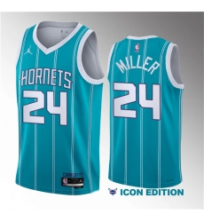 Men Charlotte Hornets 24 Brandon Miller Teal 2022 23 Draft Icon Edition Stitched Basketball Jersey