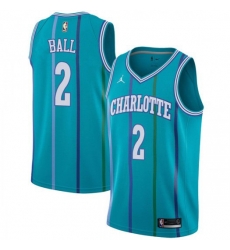 Men Nike Charlotte Hornets 2 LaMelo Ball Aqua NBA Jordan Swingman Hardwood Classics Jersey