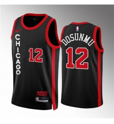 Men Chicago Bulls 12 Ayo Dosunmu Black 2023 24 City Edition Stitched Basketball Jersey